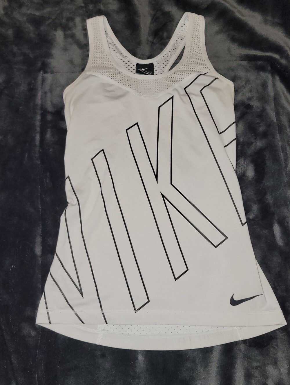 Nike White Tank Top with Black Graphic Logo XS